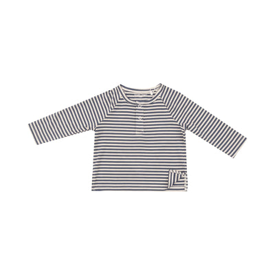 Navy & Oat Stripe - L/S Raglan Henley