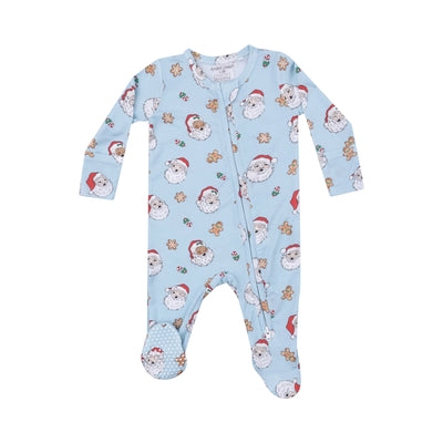 Vintage Santas Blue - 2 Way Zipper Footie