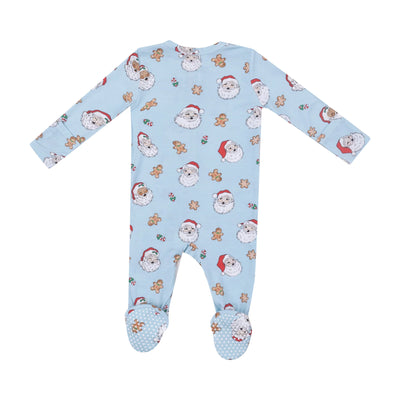 Vintage Santas Blue - 2 Way Zipper Footie