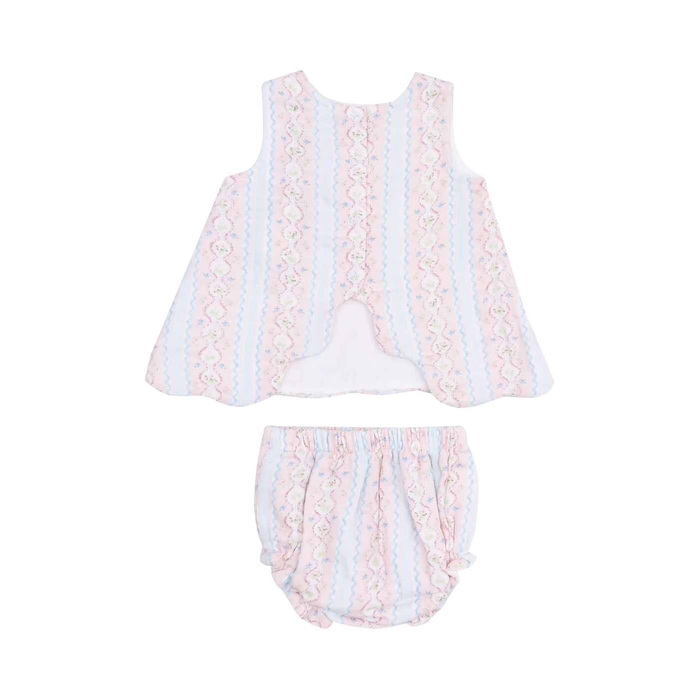 Ogee Floral Scallop Open-back Top And Bloomer