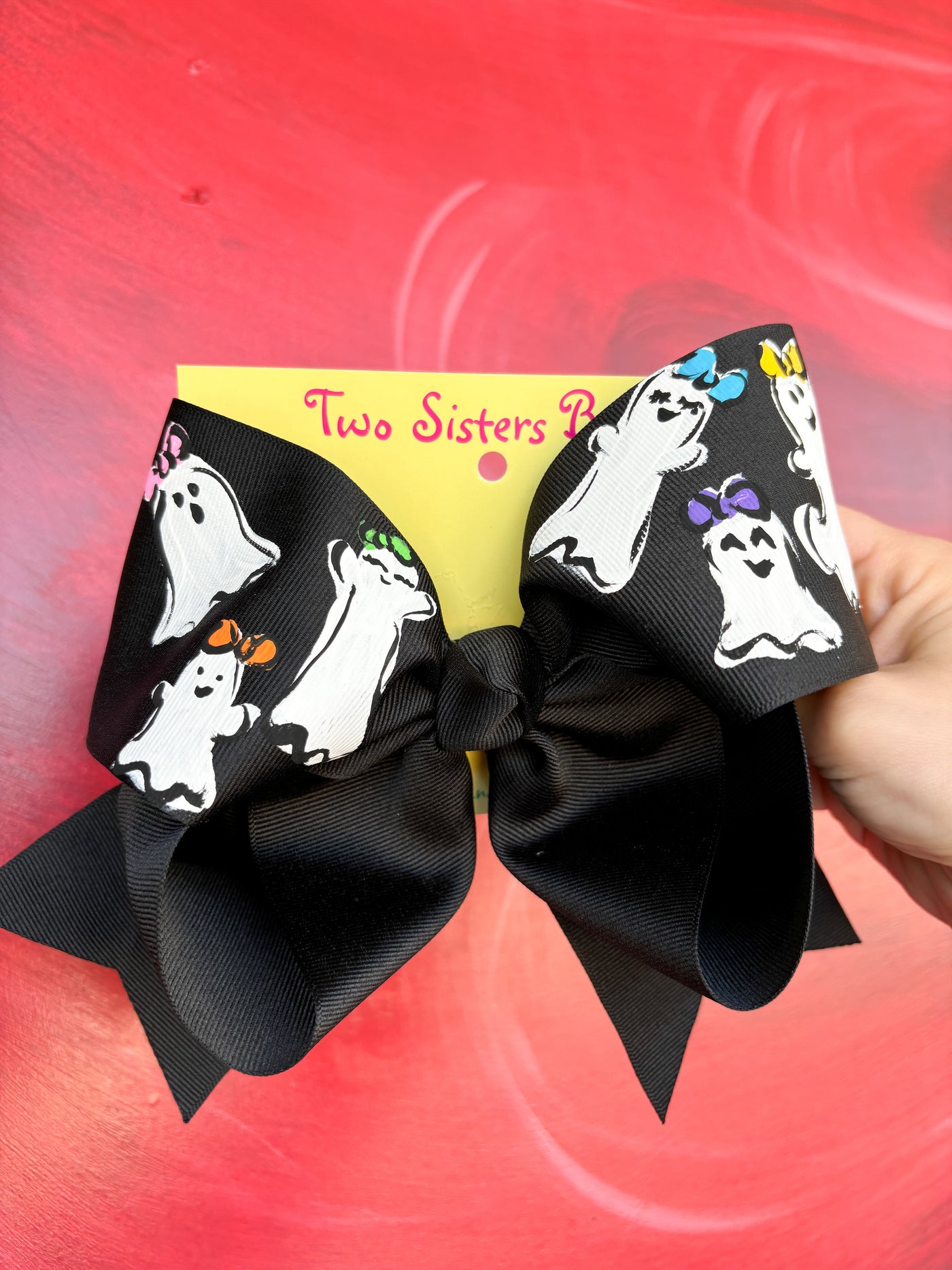 Two Sisters Bows Hand Painted Ghosts XL Bow