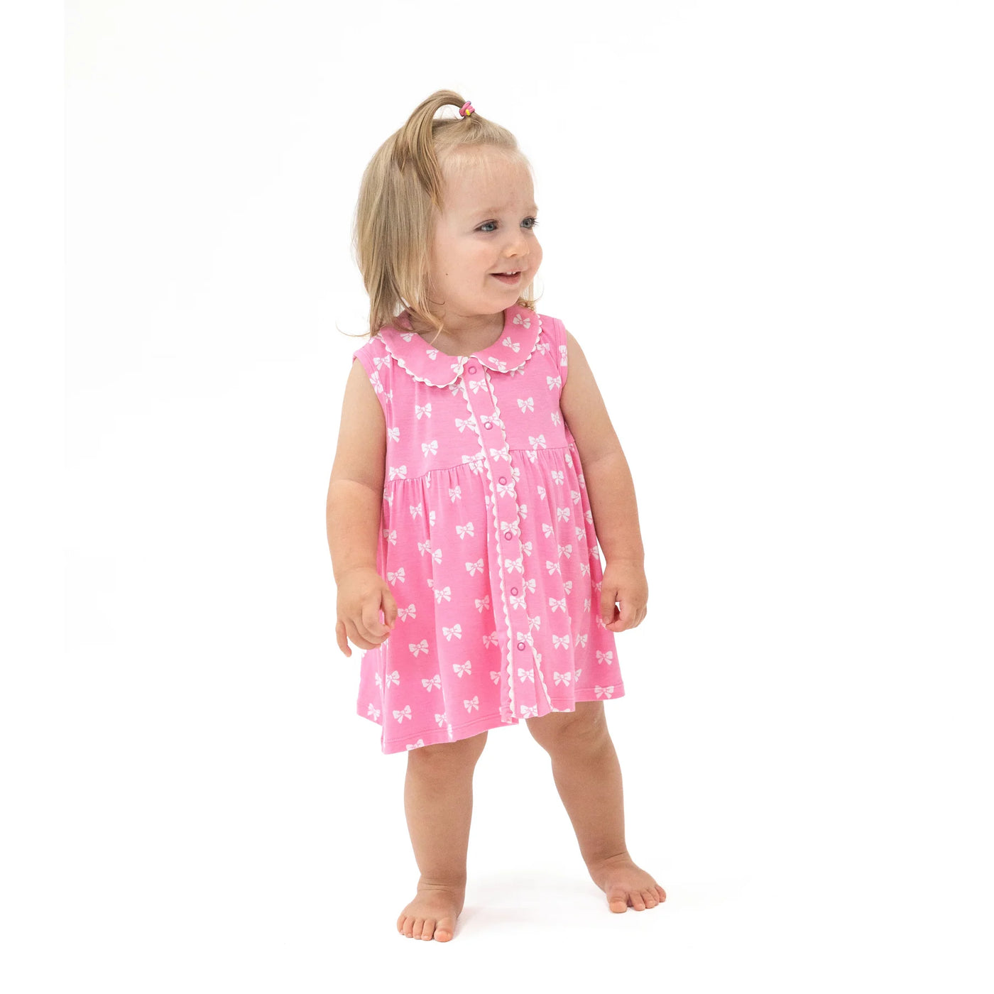 The Jill- Peter Pan Button Front Dress W/ Ric Rac Trim And Dc