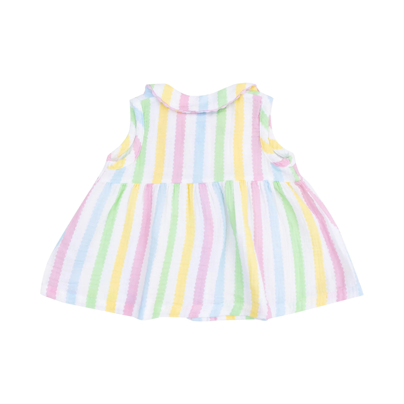 Ric Rac Stripe The Jill- Peter Pan Button Front Dress W/ Ric Rac Trim