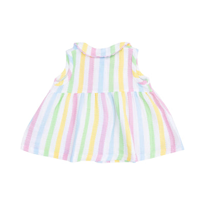 Ric Rac Stripe The Jill- Peter Pan Button Front Dress W/ Ric Rac Trim