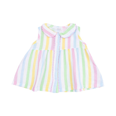 Ric Rac Stripe The Jill- Peter Pan Button Front Dress W/ Ric Rac Trim