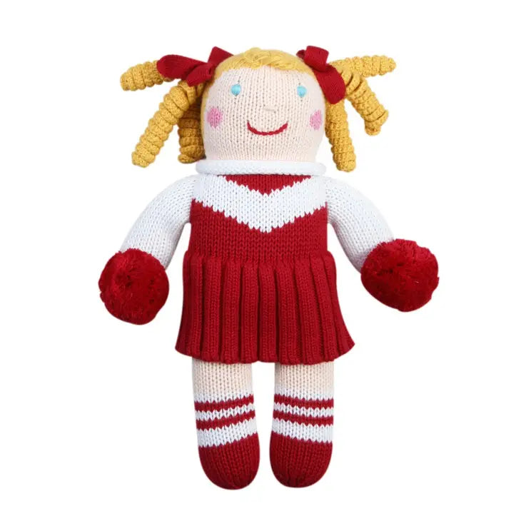 Cheerleader Knit Doll - Red / White - 7" Rattle