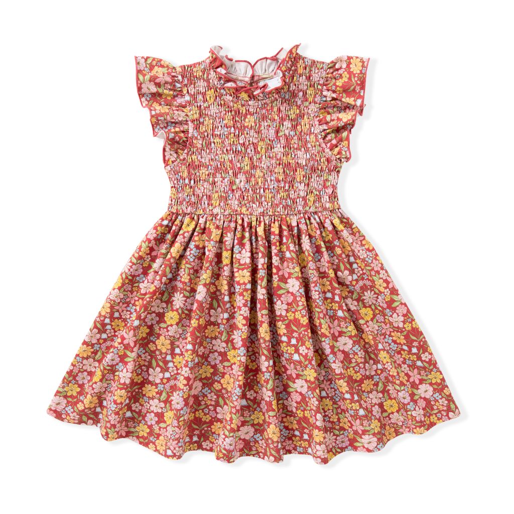 SMOCK FLUTTER DRESS