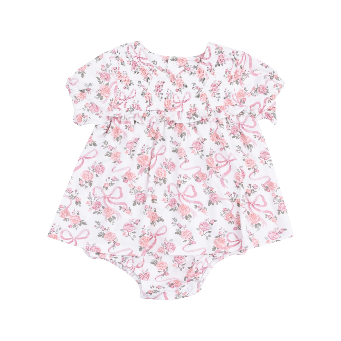 Ribbons And Flowers Smocked Ruffle Bubble W/ Skirt
