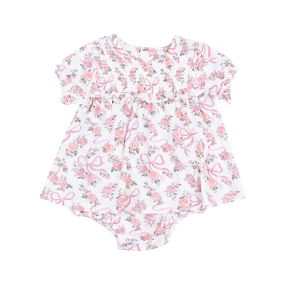 Ribbons And Flowers Smocked Ruffle Bubble W/ Skirt