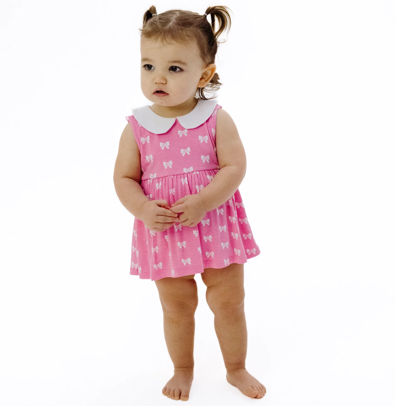 Pink Bows Peter Pan Collar Bubble W/ Skirt