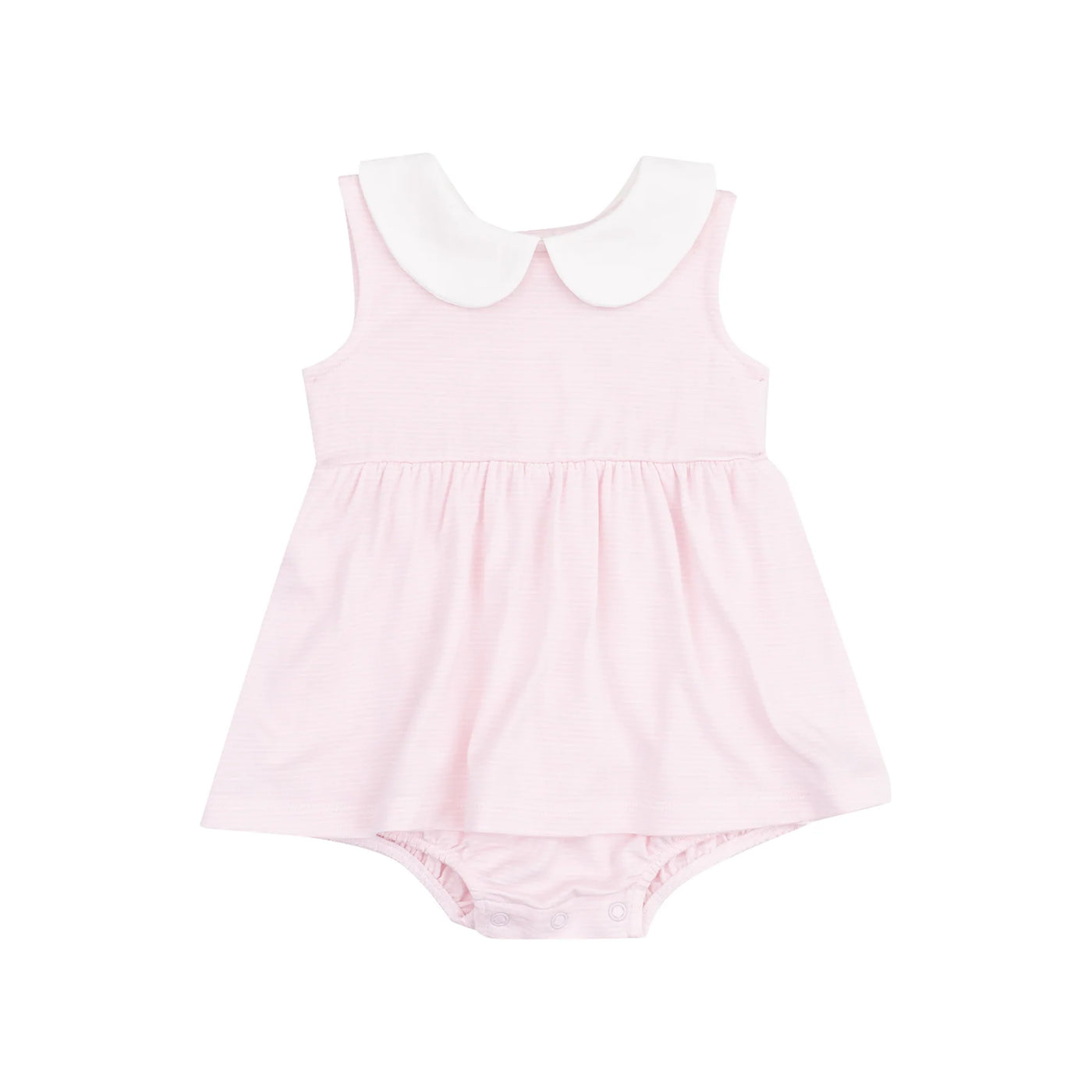 Stripe Classic Pink Peter Pan Collar Bubble W/ Skirt