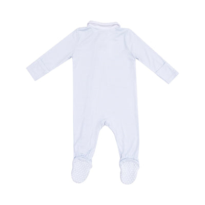 Stripe Classic Blue Polo 2 Way Zipper Footie
