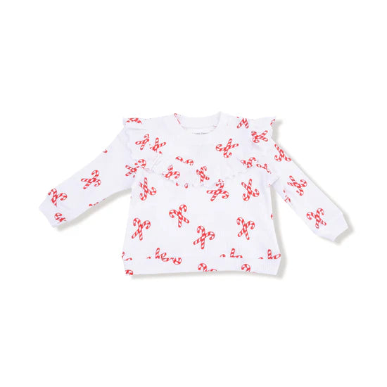 Candy Canes V Ruffle Top