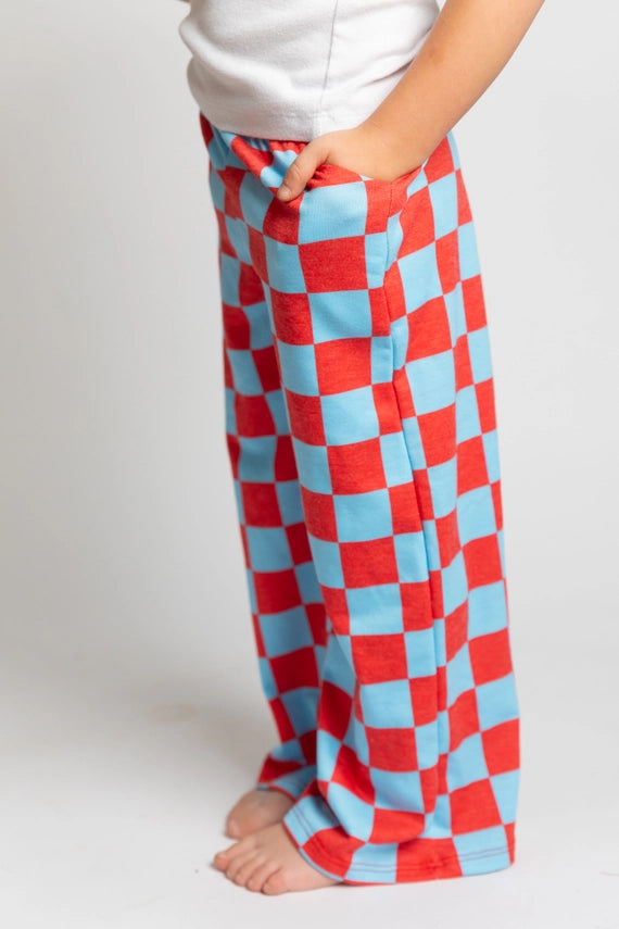 Raider High Waist Checkerd Straight Leg Knit Pants