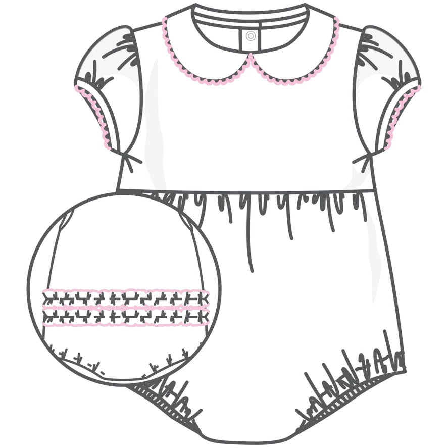 Essentials Solid Collared Ruffle Bubble - White Pink