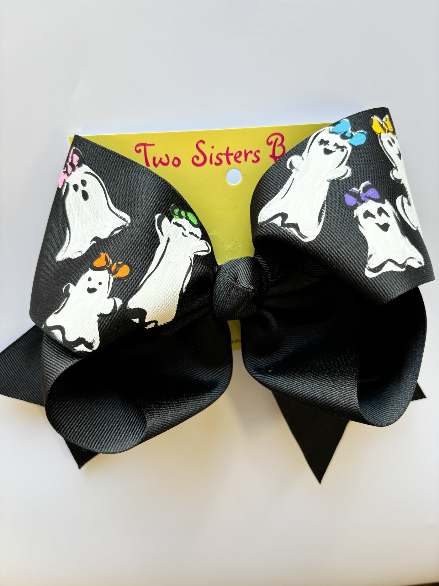 Two Sisters Bows Hand Painted Ghosts XL Bow