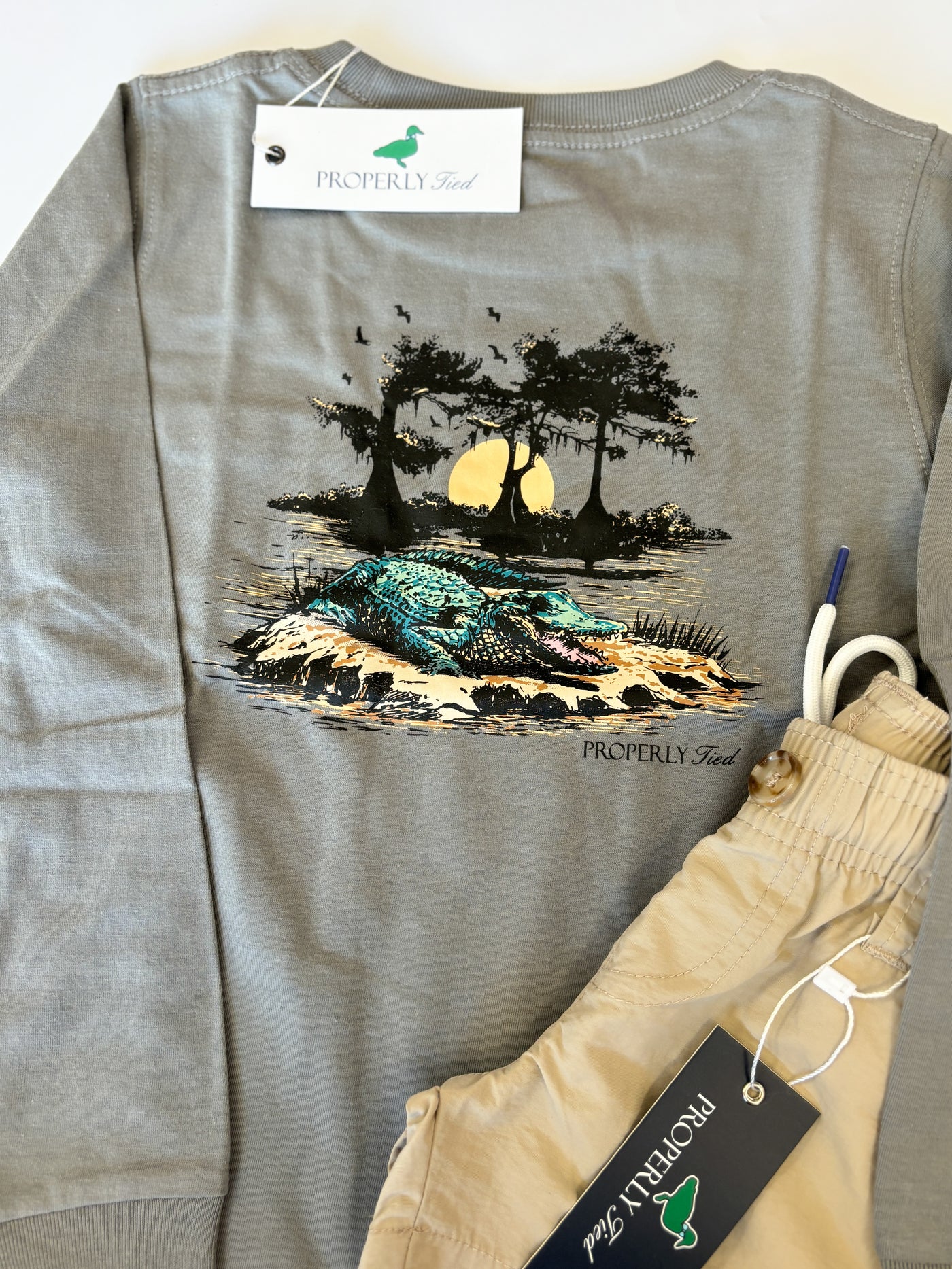 Boys Bayou Gator LS Battleship Grey