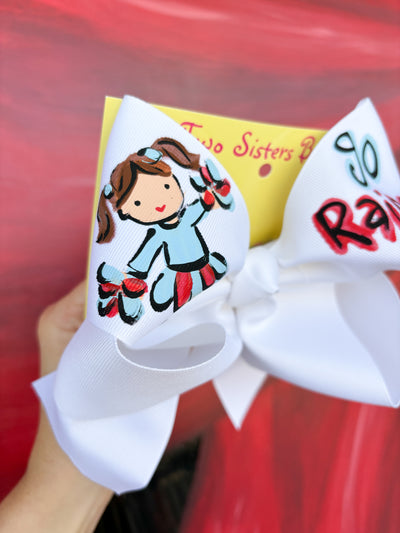 Two Sisters Bows Hand Painted White Raiders XL Bow