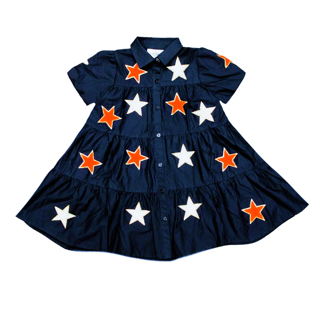 Astros Navy Orange Chenille Star Dress
