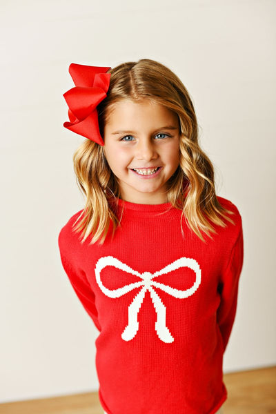 WHITE BOW SWEATER