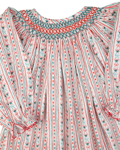 Vintage Candy Cane Smocked Dress
