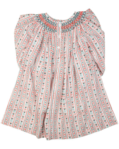 Vintage Candy Cane Smocked Dress