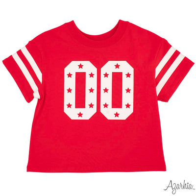 Glitter Double 00 Stars Boxy T Red Game Day