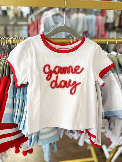 Tinsel Game Day Ringer Boxy T' Red