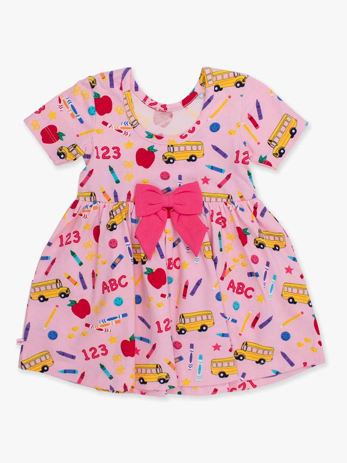 Pink School House Knit Short Sleeve Twirl Dress