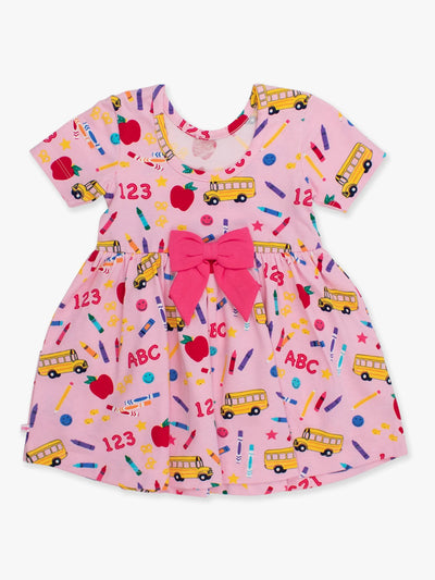 Pink School House Knit Short Sleeve Twirl Dress