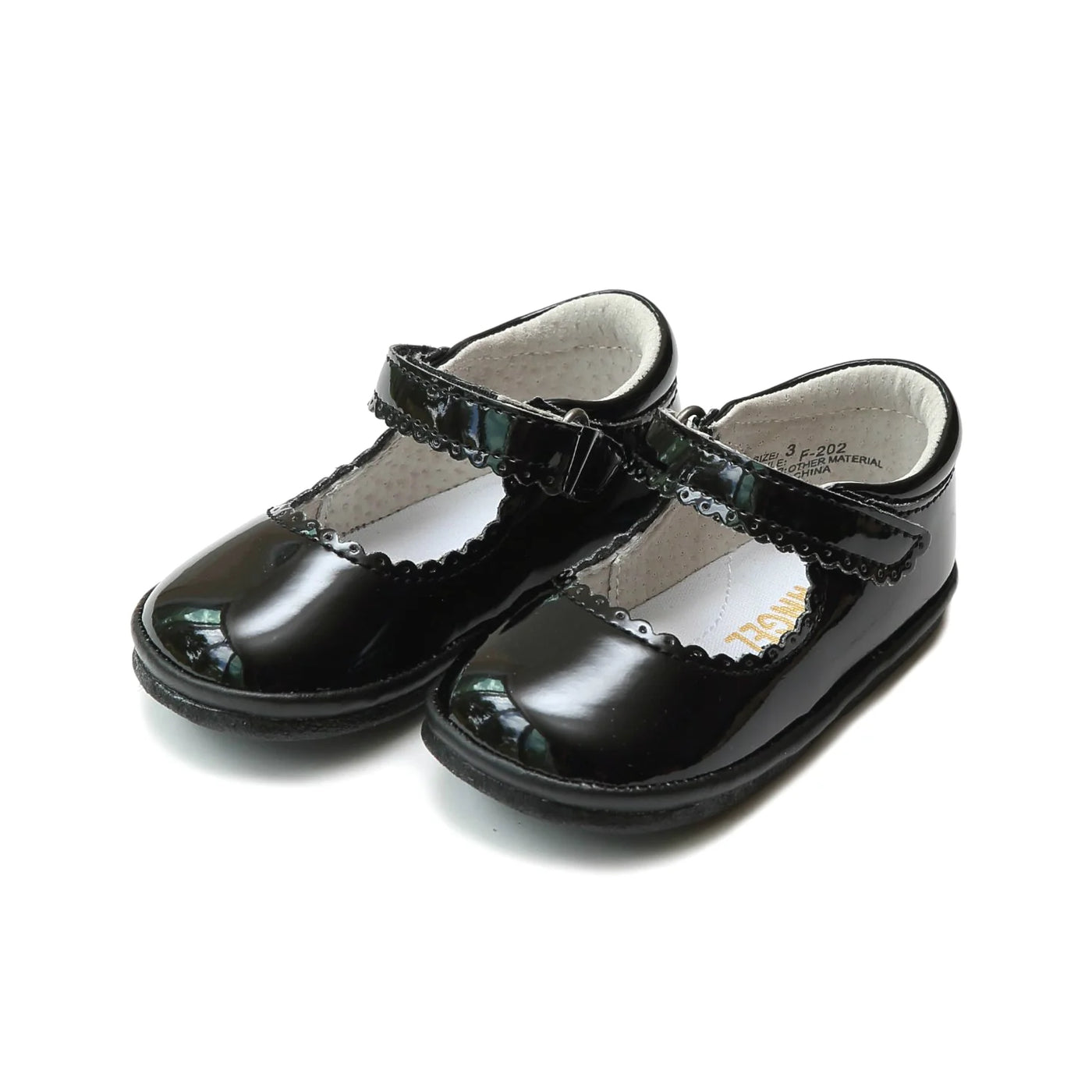 Cara Scalloped Mary Jane (Baby) Patent Black