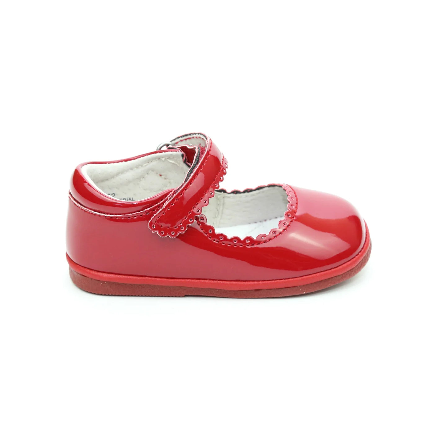 Cara Scalloped Mary Jane (Baby) Patent Red