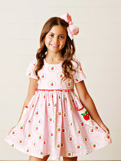 Swoon Kids Back to School Apple Pocket Dress