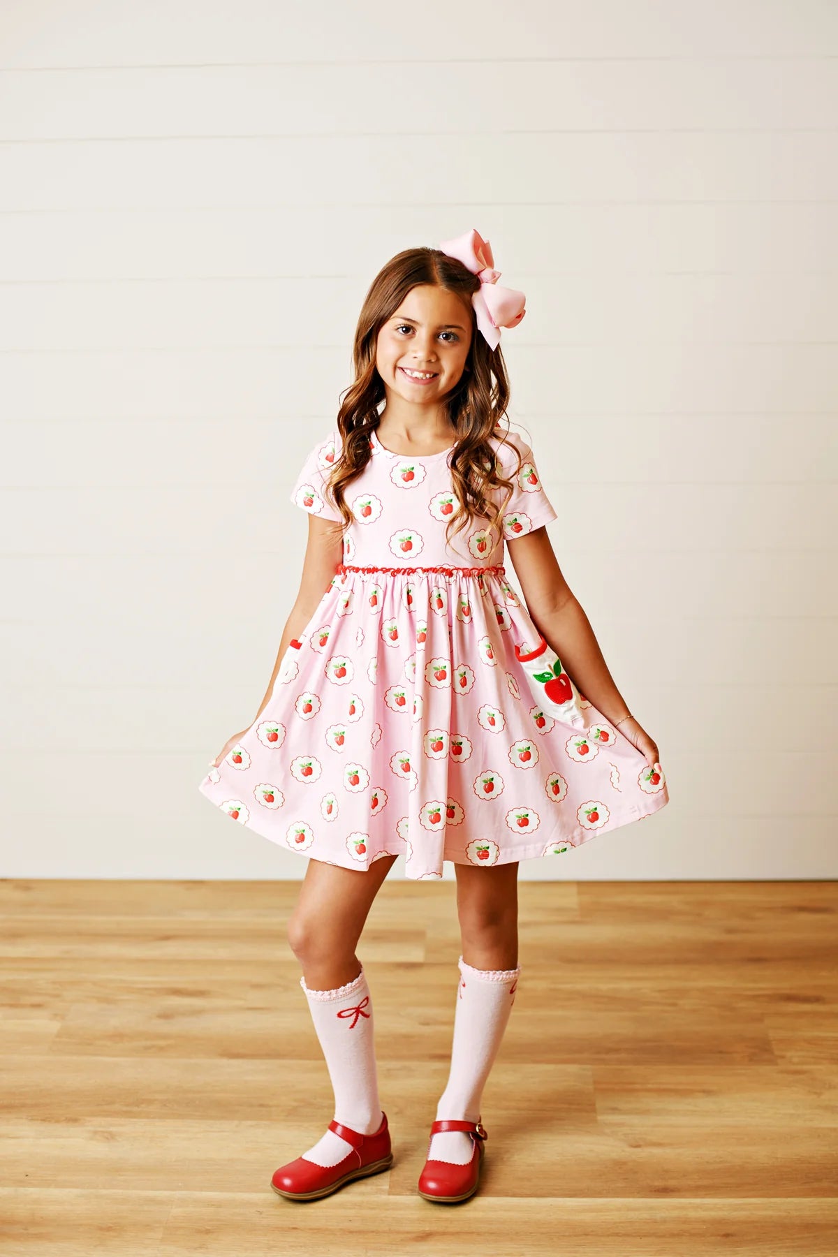Swoon Kids Back to School Apple Pocket Dress