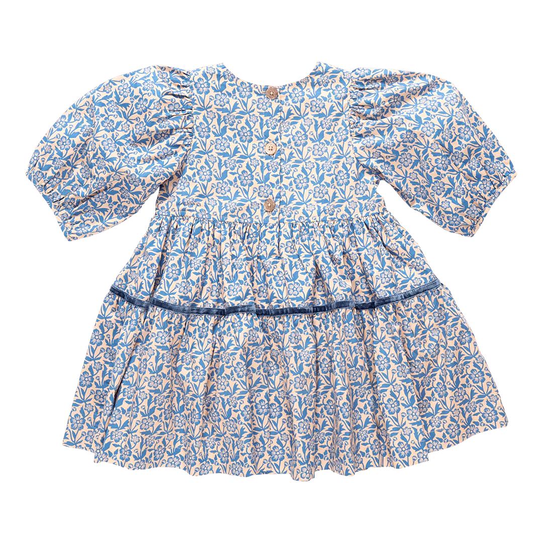 Blue Climbing Floral Girls Maribelle Dress