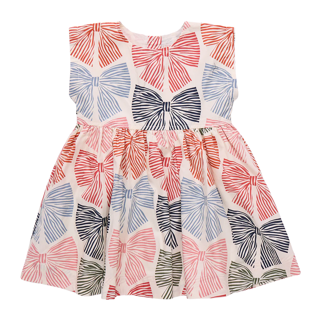 Girls Adaline Dress - Multi Striped Bows