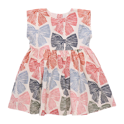 Girls Adaline Dress - Multi Striped Bows