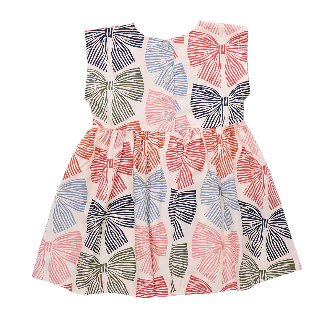 Girls Adaline Dress - Multi Striped Bows