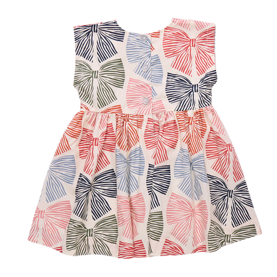 Girls Adaline Dress - Multi Striped Bows