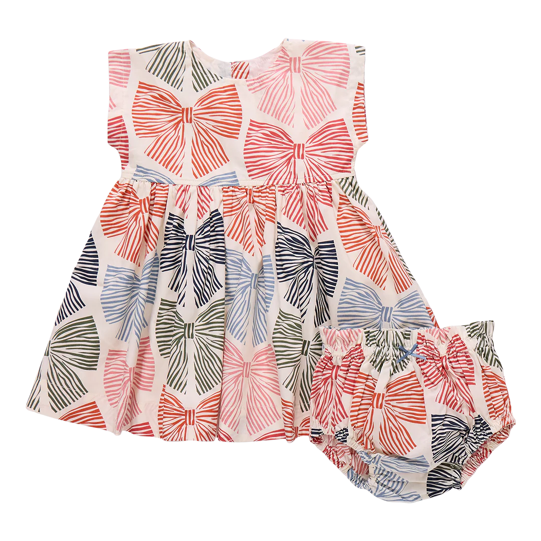 Baby Girls Adaline Dress Set - Multi Striped Bows