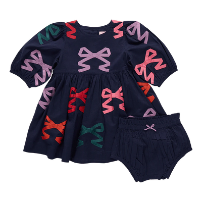 Multi Bow Applique Baby Girls Brooke Dress Set