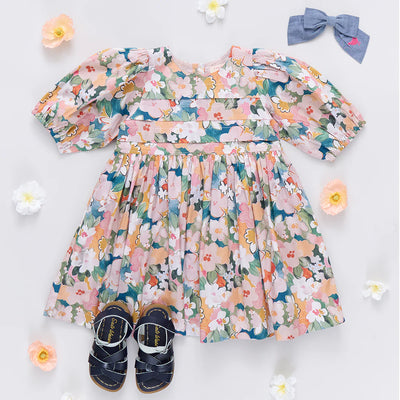 Girls Evelyn Dress - Watercolor Floral