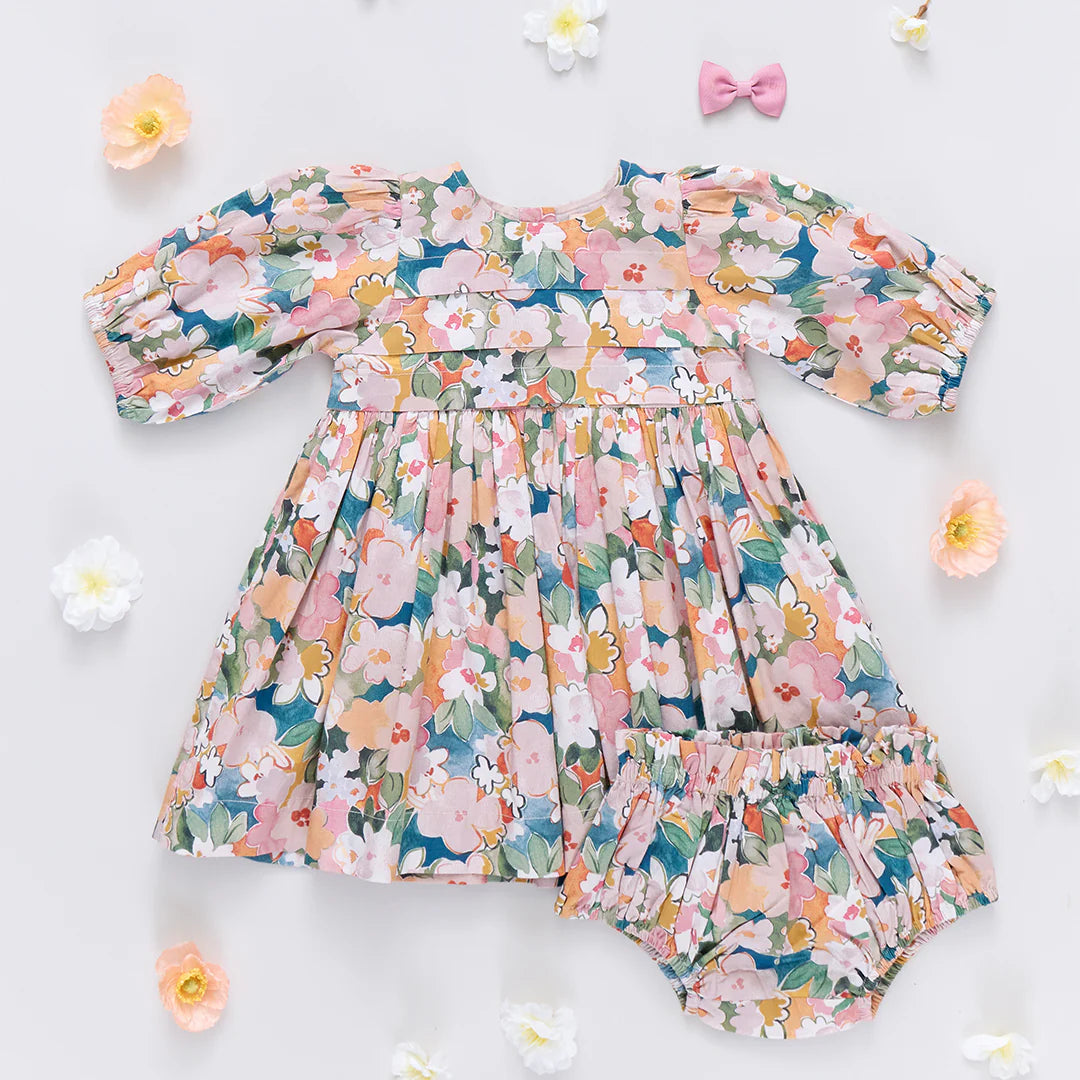 Baby Girls Evelyn Dress Set - Watercolor Floral