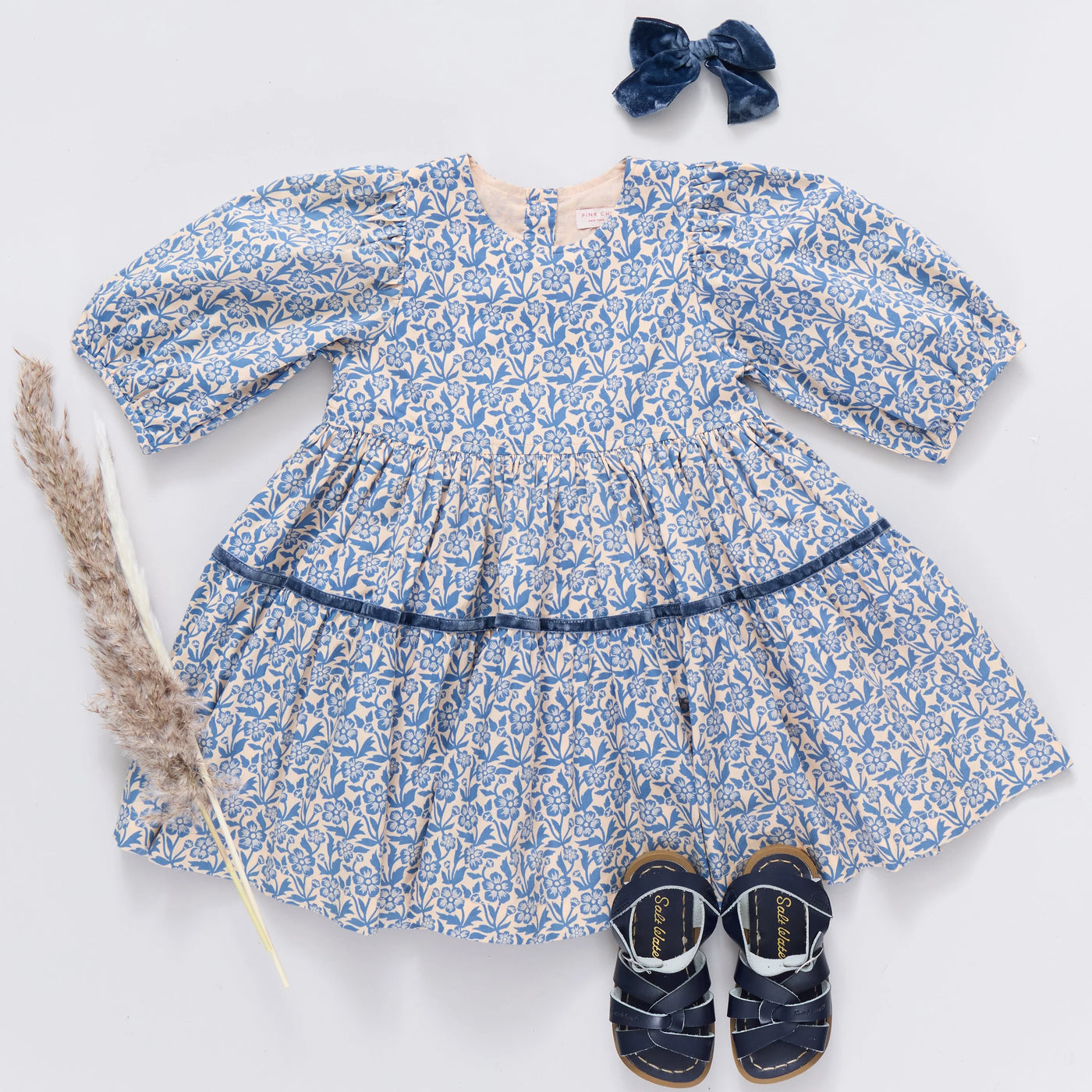 Blue Climbing Floral Girls Maribelle Dress