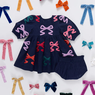 Multi Bow Applique Baby Girls Brooke Dress Set