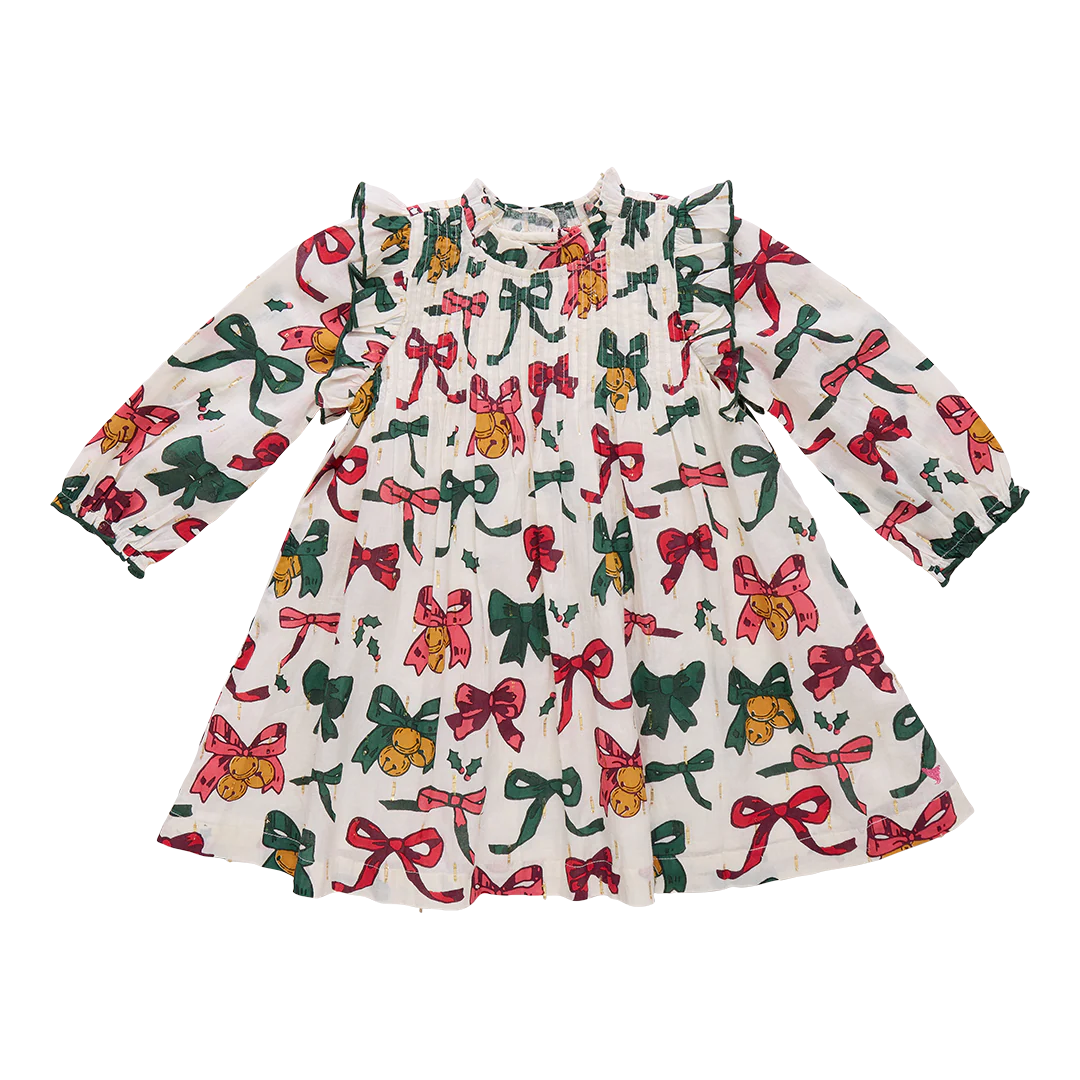 Girls Jaipur Dress Christmas Bow and Bells