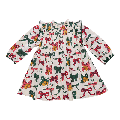 Girls Jaipur Dress Christmas Bow and Bells