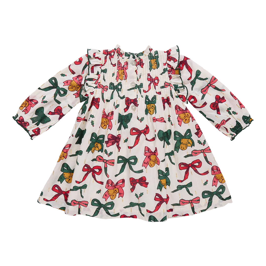 Girls Jaipur Dress Christmas Bow and Bells