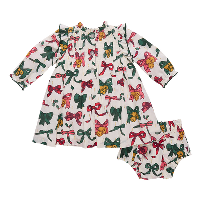 Baby Girls Jaipur Dress Set - Christmas Bows and Bells