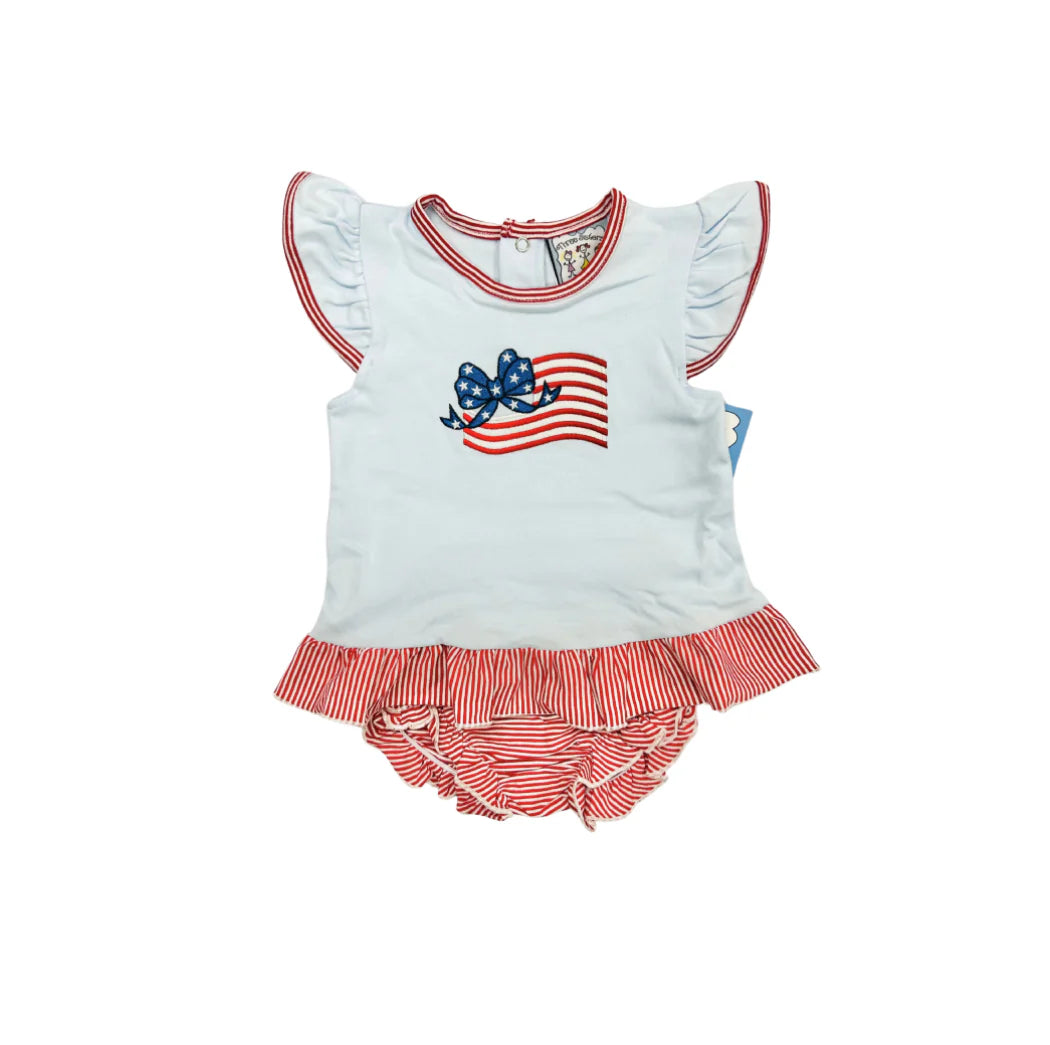 Embroidered Flag Bow Bloomer Set